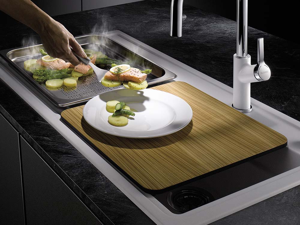 Cutting board ZENAR XL 6 S STEAMERPLUS ash compound